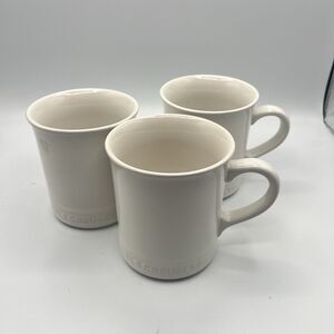 Le Creuset White Stoneware Coffee Mugs 14oz - Set Of 3